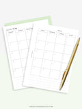 M110 | Minimal Monthly Planner Printable Inserts Template
