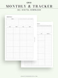 M106_G | Monthly Planner with 31 Days Habit Tracker Printable Inserts