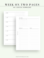 W110 | Week on 2 Pages, Weekly Planner & Tracker & Checklist