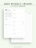 W108_01GX_WO2P_2023 | 2023 Dated Weekly Planner Inserts Printable Template