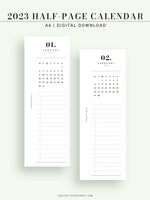 M118_2023 | 2023 Half-Page Calendar, Monthly Task list, Important Events Tracker