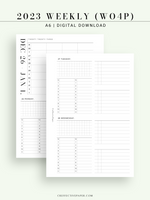W117_2023 | 2023 Dated Weekly Planner, 24-hour Time Scheduler, WO4P