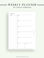 W107 | Week on a Page, Weekly Planner Printable Inserts, Monday Start