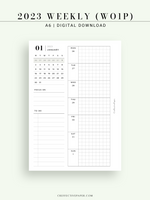 W108_01G_WO1P_2023 | 2023 Dated Weekly Planner Inserts Printable Template