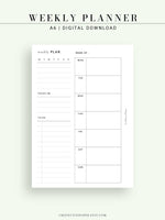 W108 | Week on a Page, Weekly Planner Printable Inserts Template