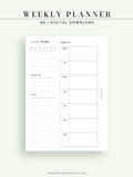 W108 | Week on a Page, Weekly Planner Printable Inserts Template