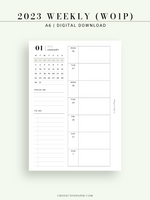 W108_01GX_WO1P_2023 | 2023 Dated Weekly Planner Inserts Printable Template