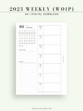 W108_01GX_WO1P_2023 | 2023 Dated Weekly Planner Inserts Printable Template