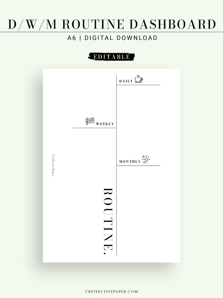 DA122 | Editable Daily & Weekly & Monthly Routine Dashboard ...