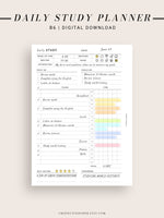 D108 | Daily Study Planner Inserts Printable Template