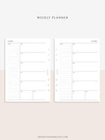 W107 | Week on a Page, Weekly Planner Printable Inserts, Monday Start