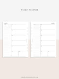 W107 | Week on a Page, Weekly Planner Printable Inserts, Monday Start