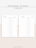 T121 | TV Series Tracker, Movie Journal, Entertainment Log Bundle
