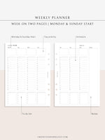 W111 | Weekly Schedule Planner Printable Inserts Template