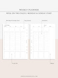 W111 | Weekly Schedule Planner Printable Inserts Template