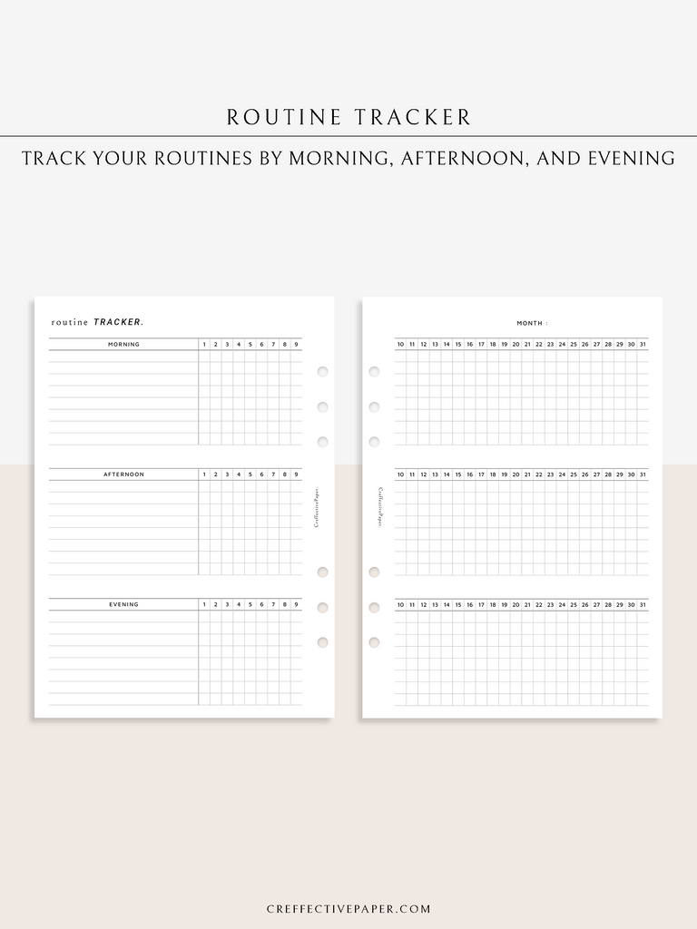 T129 | Monthly Routine Tracker – CreffectivePaper