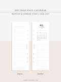 M118_2023 | 2023 Half-Page Calendar, Monthly Task list, Important Events Tracker