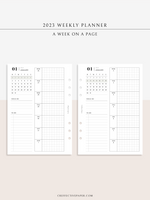 W108_01G_WO1P_2023 | 2023 Dated Weekly Planner Inserts Printable Template