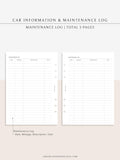 N111 | Vehicle Maintenance Log Printable, Car Repair Tracker Template