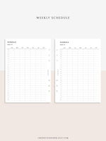 W106 | Weekly Schedule Planner Inserts, Time Table Template Printable