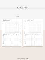 N121-1 | Weight Loss Log, Diet Organizer Template