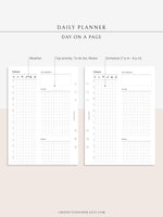D111_DO1P | Day on a Page, Daily Planner Printable Inserts Template