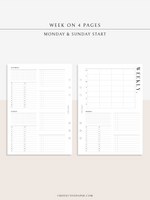 W117 | WO4P, Weekly 24-hour Schedule, To-do List Planner Template
