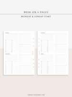 W117 | WO4P, Weekly 24-hour Schedule, To-do List Planner Template