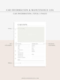 N111 | Vehicle Maintenance Log Printable, Car Repair Tracker Template
