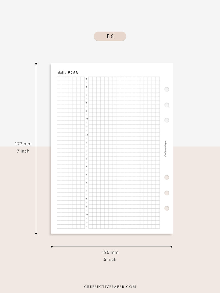 Planner Grid Line D119 | Basic Daily Planner, Grid Lyaout, Day on a Page – CreffectivePaper