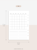 M116 | Basic Monthly Planner Inserts, Bullet Journal Template, MO2P