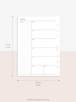 W107 | Week on a Page, Weekly Planner Printable Inserts, Monday Start