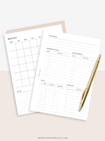 M107 | Month at a Glance, Monthly Overview, Month on 2 Pages