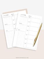W108 | Week on a Page, Weekly Planner Printable Inserts Template