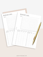 N121-1 | Weight Loss Log, Diet Organizer Template