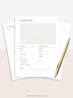 N111 | Vehicle Maintenance Log Printable, Car Repair Tracker Template