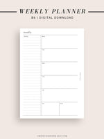 W107 | Week on a Page, Weekly Planner Printable Inserts, Monday Start