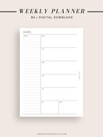 W107 | Week on a Page, Weekly Planner Printable Inserts, Monday Start