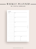 W107 | Week on a Page, Weekly Planner Printable Inserts, Monday Start