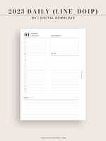D111_C_2023 | 2023 Dated Daily Planner, Lined Layout, Day on a Page
