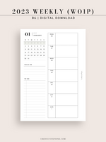 W108_01GX_WO1P_2023 | 2023 Dated Weekly Planner Inserts Printable Template