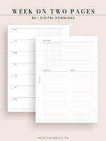 W110 | Week on 2 Pages, Weekly Planner & Tracker & Checklist