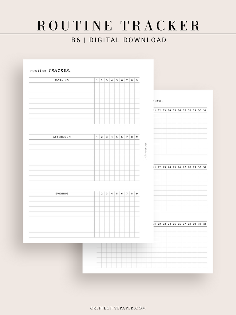 T129 | Monthly Routine Tracker – CreffectivePaper