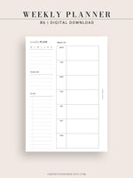 W108 | Week on a Page, Weekly Planner Printable Inserts Template