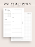 W108_01GX_WO2P_2023 | 2023 Dated Weekly Planner Inserts Printable Template