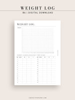 N121-1 | Weight Loss Log, Diet Organizer Template