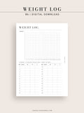 N121-1 | Weight Loss Log, Diet Organizer Template