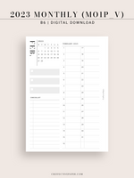 M113_V_2023 | 2023 Monthly Planner Printable (MO1P_Vertical)