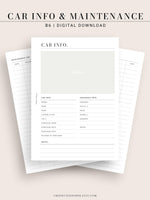 N111 | Vehicle Maintenance Log Printable, Car Repair Tracker Template