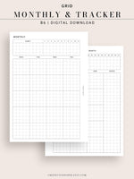 M106_G | Monthly Planner with 31 Days Habit Tracker Printable Inserts